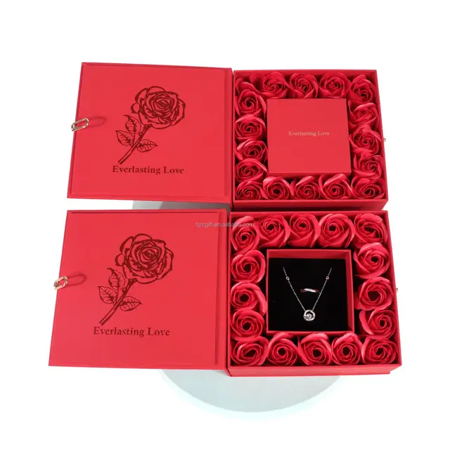 16-Piece Preserved Eternal Rose Flower Gift Box Square DIY Soap Rose Jewelry Birthday/Valentines/Mothers Day Gifts for Mom Girls