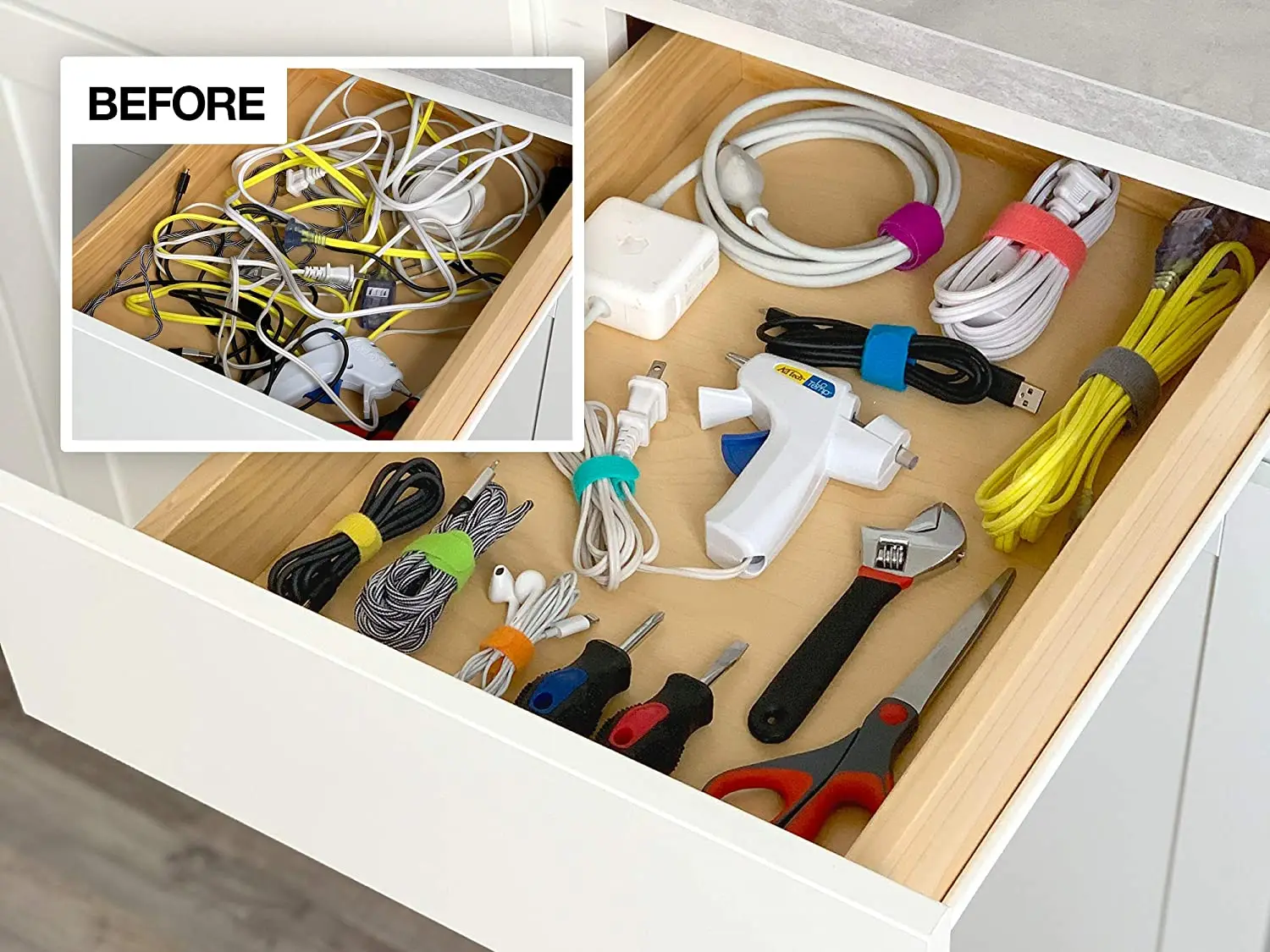 Набор из 50 многоразовые шнур Органайзер с держателем-крепежные ремни для вкладыши наушники телефоны электроники кабельные