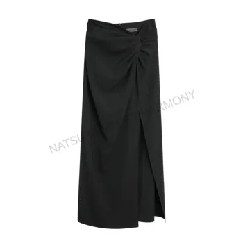 Women's A-Line Skirt with Twisted Front Slit