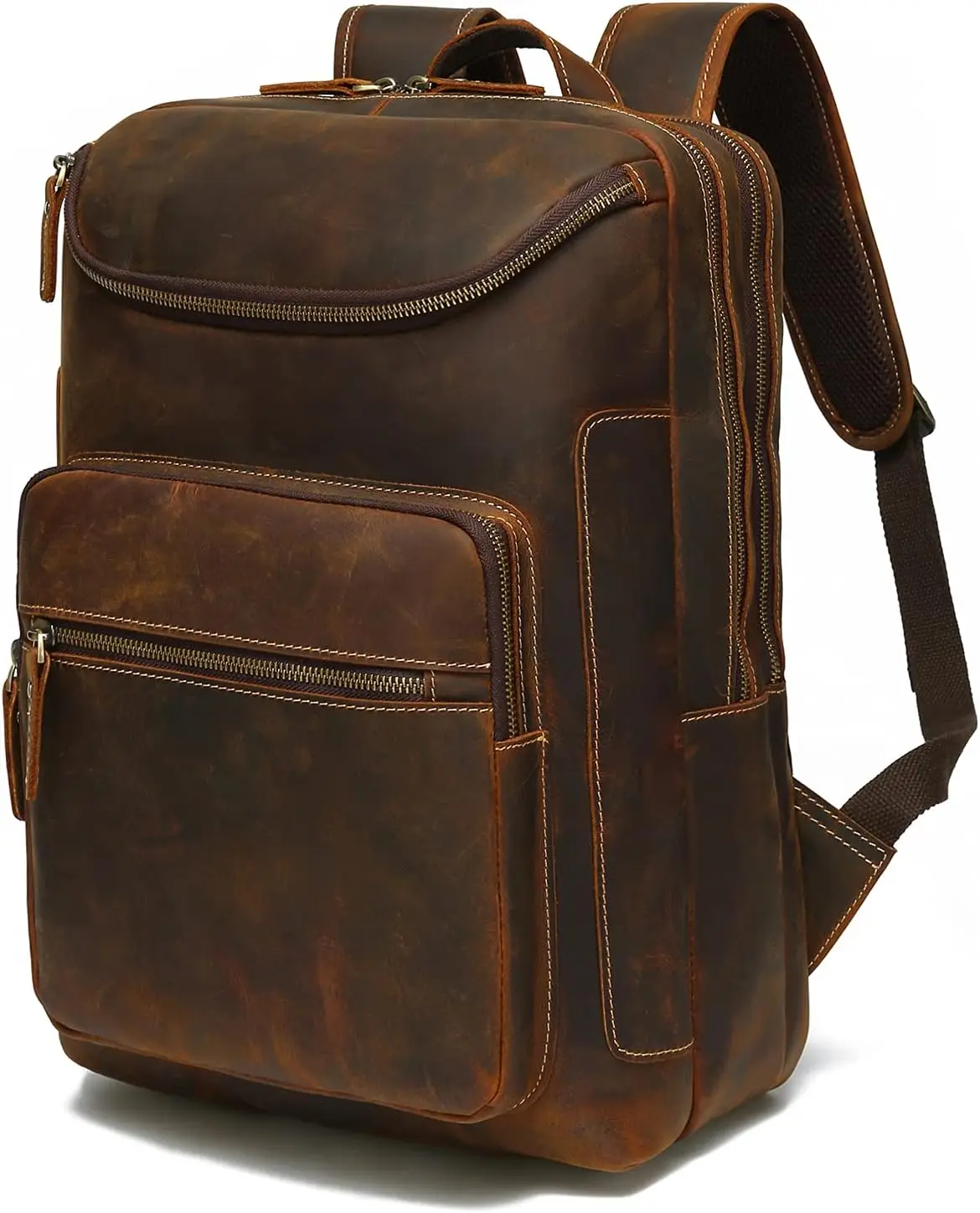 Vintage Genuine PU Leather Laptop Backpack for 16 17 Inch Laptops For Men Hiking Travel Bag Camping Rucksack Business Style