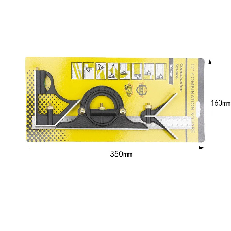 Three Planed Adjustable Ruler Woodworking Multi-Function Combination Square Ruler 300mm 3 in 1 ...