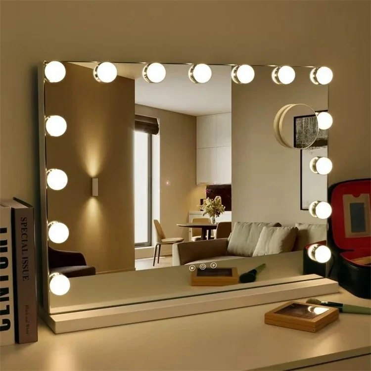 product custom modern luxury led smart touch dressing table desktop photo booth mirror for bedroom bathroom decorative touch switch-3