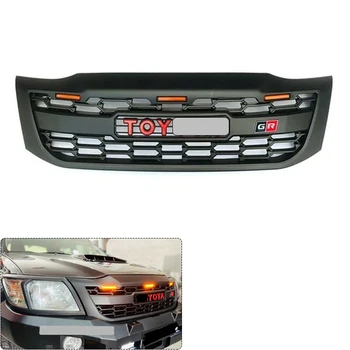 For Toyota Hilux Vigo 2012-2014 GR Sport Style Black Front Grille With LED Lights