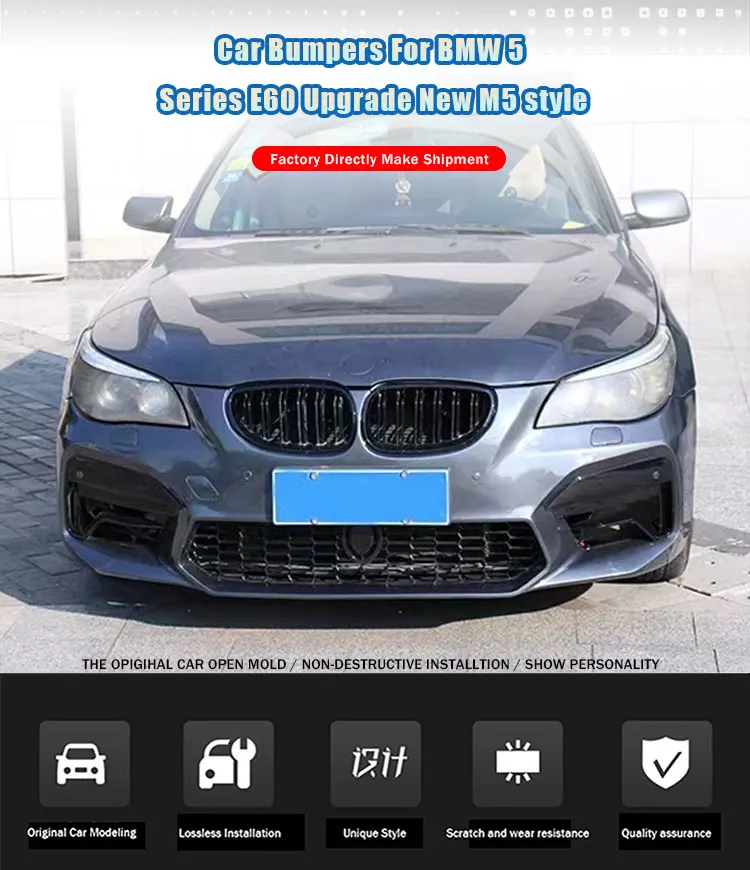 Hot Selling Pu Material Car Bumpers For Bmw 5 Series E60 Upgrade New M5 Style Front Bumper Car