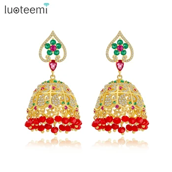 LUOTEEMI New Fashion Earrings for Women Indian Earrings Chandelier Earrings Lantern Tassel Palace