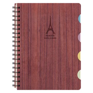 Wholesale Customized Retro Style Spiral Notebook Wood Grain Design Business Planner Paper for Meeting Promotional