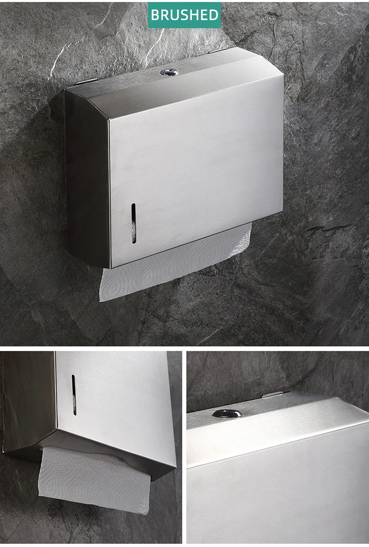 Hotel Luxury Wall Mount Metal Waterproof Square Stainless Steel Toilet Tissue Box Paper Holder