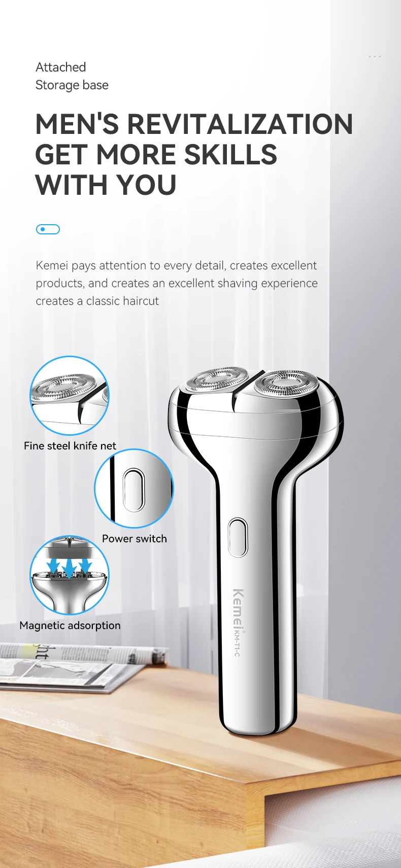 Kemei New Design Electric Shaver Electric Shaver Kmt1c Manufacturers