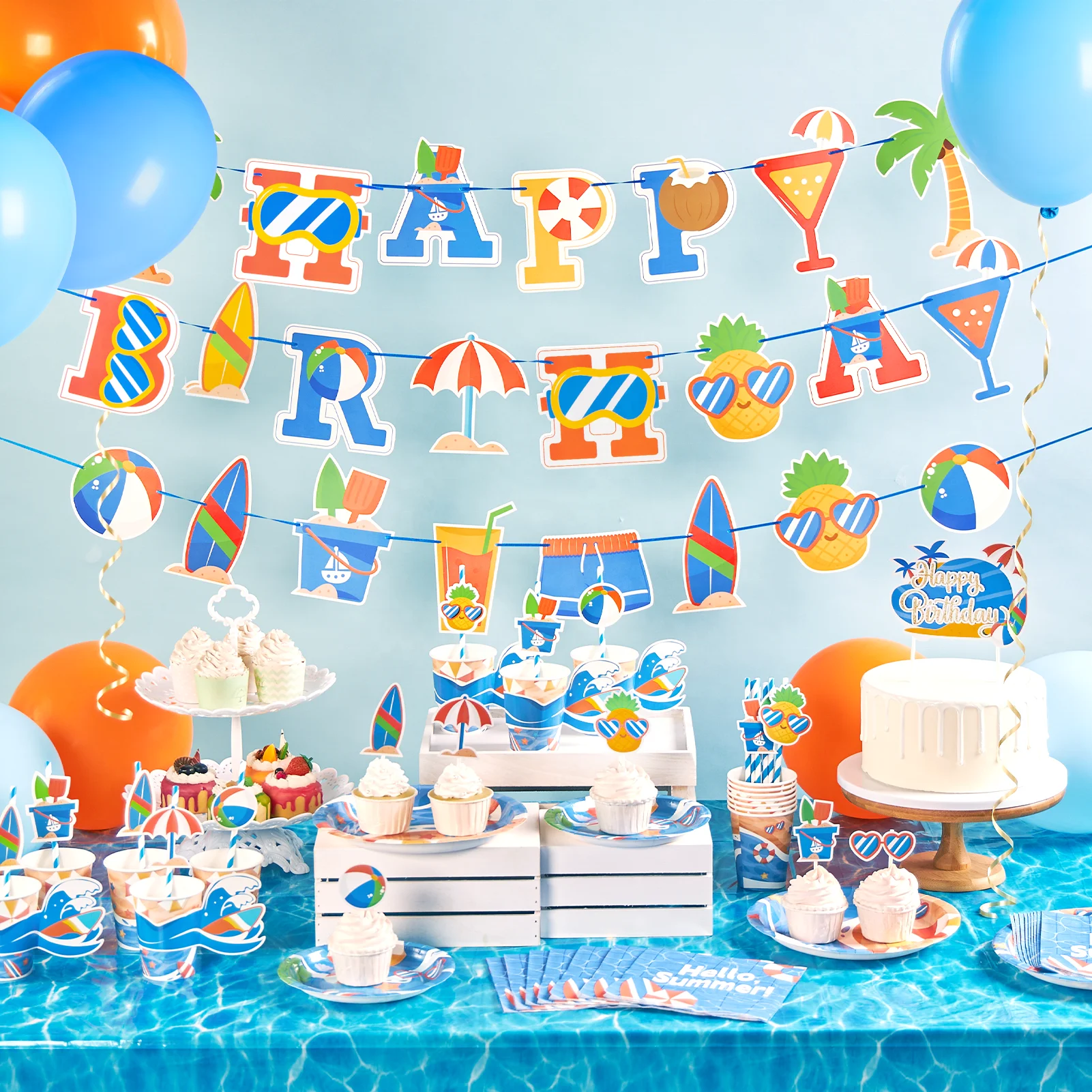 Cupcake Topper 29 Pièces Boules Décoration Gâteau Bleu - Toppers Cupcake Pour Anniversaire Et Baby Shower