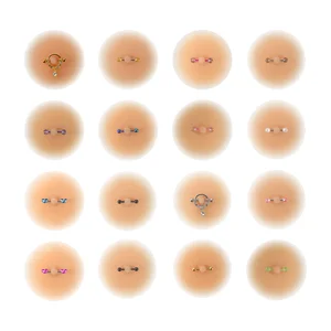 Reusable Piercing Jewelry Realistic Nipple Covers with Piercing Barbell Pasties Concealing Nipple Piercings for Going Braless