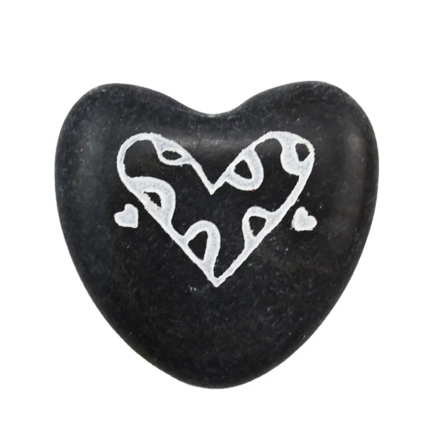 30mm Marble Stone Heart Natural Black White Solid Color Love Heart for gift Words is Customizable Factory Price