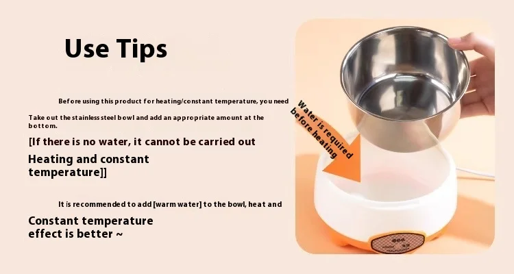 2L Stainless Steel Pet Cat Bowl Winter Heating Canister Constant Temperature Yogurt Water Dispenser Comfortable Drinking Plastic factory