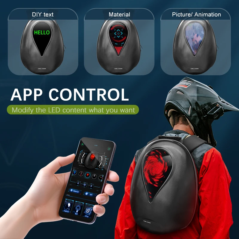 CRELANDER LED Motorrad rucksack im Freien Wasserdichte Hartschalen