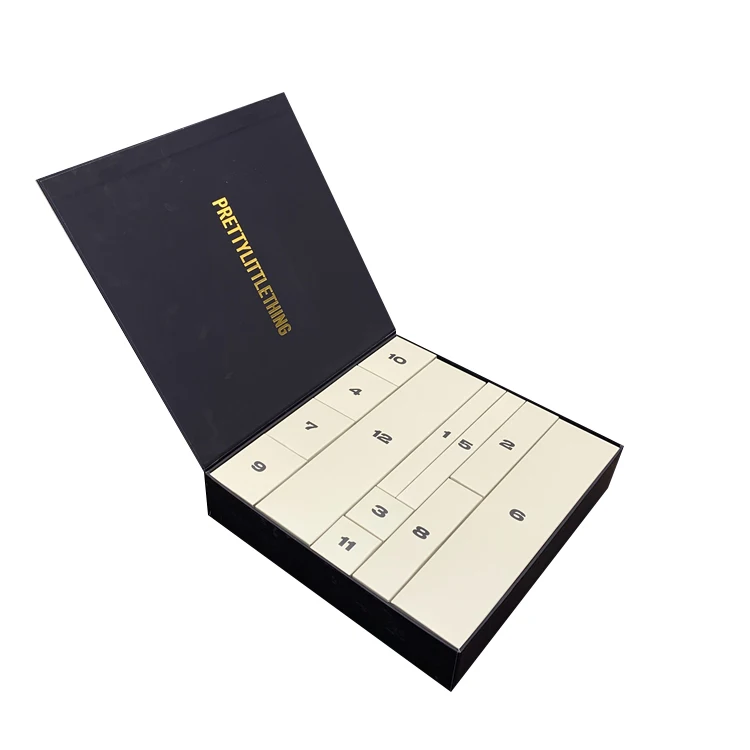 Custom Advent Calendar Empty Luxury Cardboard Paper Gift Boxes Beauty Cosmetic Packaging Box With Logo