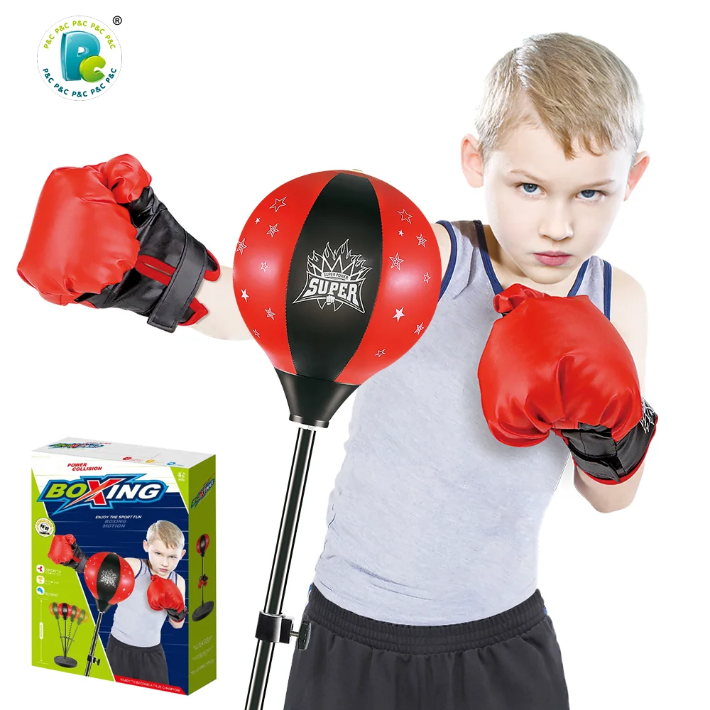 Kids Indoor/ Outdoor Standing Boxing Set with Punching Ball and Gloves 