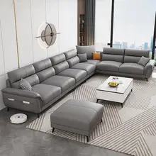 Nordic Modern Minimalist Leather Living Room Sofa Apartment Villa Luxury Combination Sofa Furniture Set