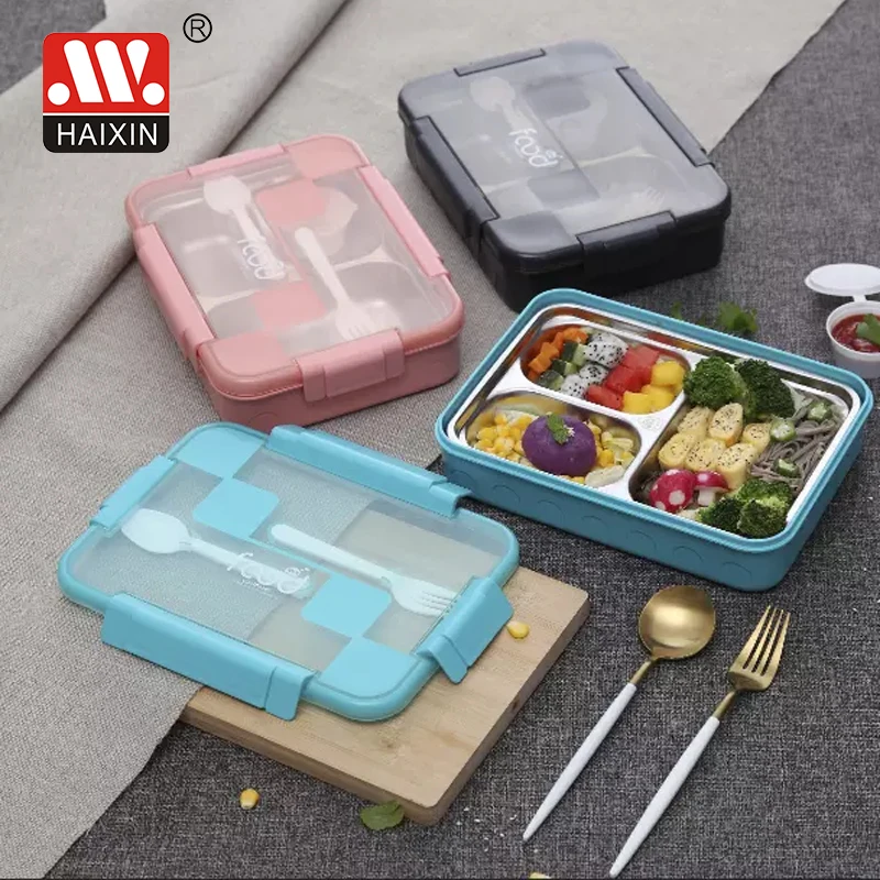 Stainless Leaking Proof Take Away Fork And Spoon 3 In 1 Compartment ...