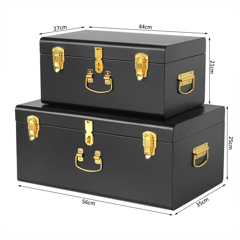 Exquisite  Set of Two Metal Trunk Storage Trunk Box for Home Decoration