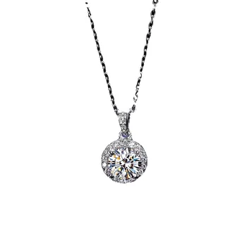 Moissanite Heart Pendant Necklace For Women Center Round Shape Moissanite Diamonds Heart Necklace Women
