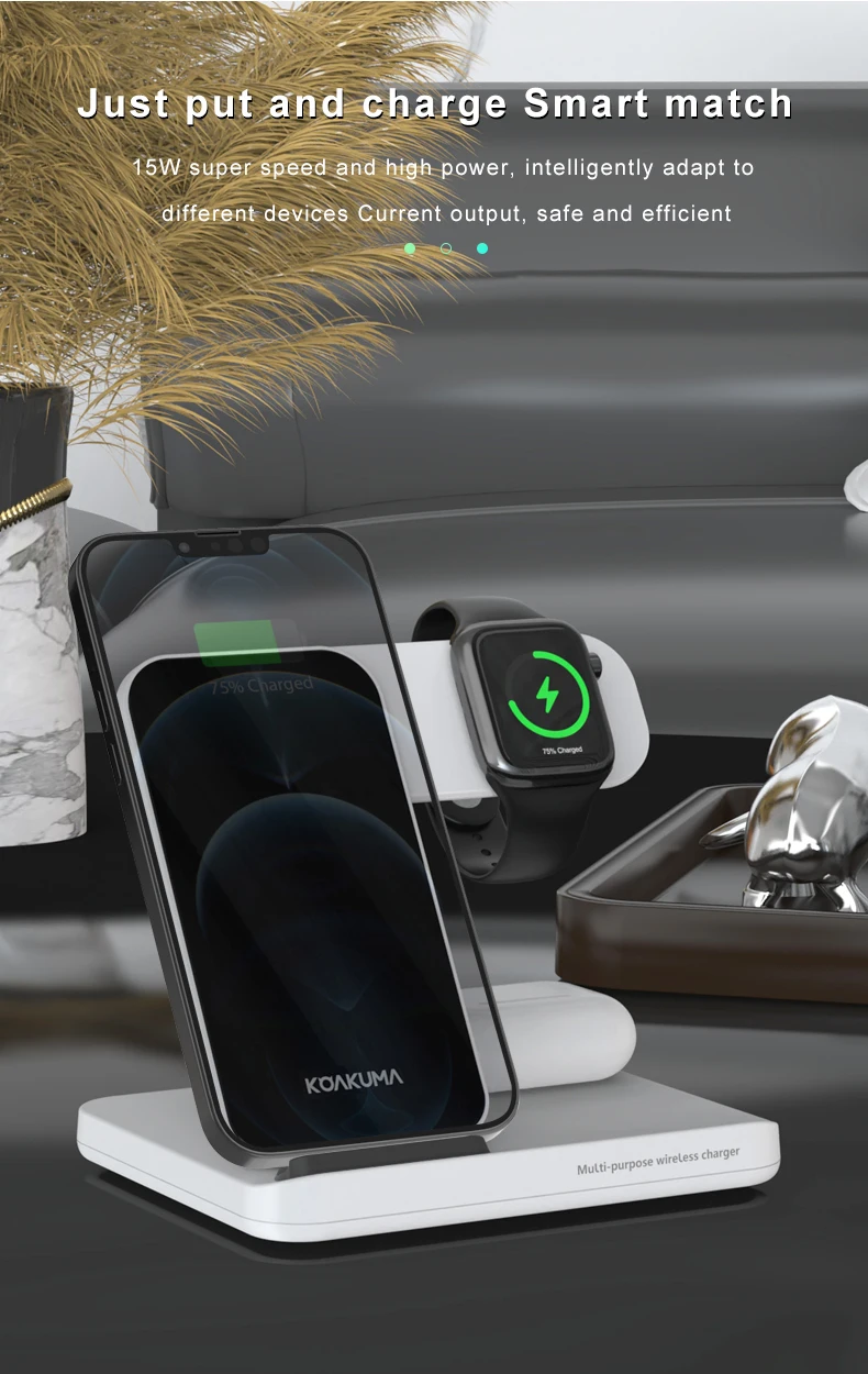 Ldnio Portable Fold 3 In 1 Qi Wireless Phone Charger Stand For