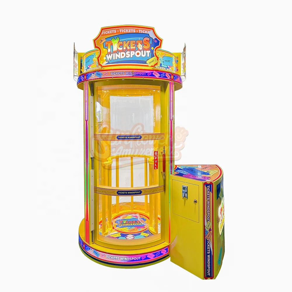 Ticket Redemption Arcade Games Coin Operated Machine Ticket Windspouts Grab Money Bill Blower Catching Booth Machine