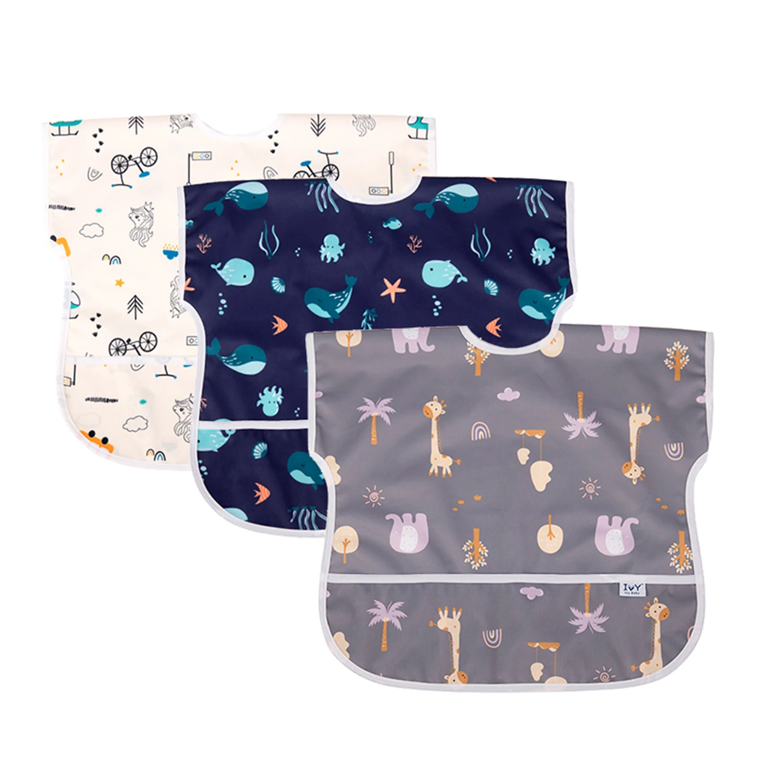 PUL Bibs Set for Boys or Girls | Unisex 10 Pack Feeding, Teething, Drooling Hello Sunshine Long Sleeve Bibs manufacture