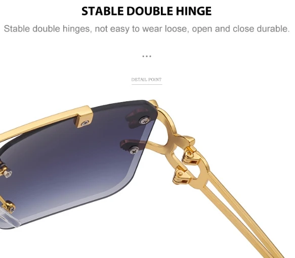 Rimless Sunglasses Square Fashion Shades Tinted Lens Metal Frameless Rectangle Y2K Glasses UV400