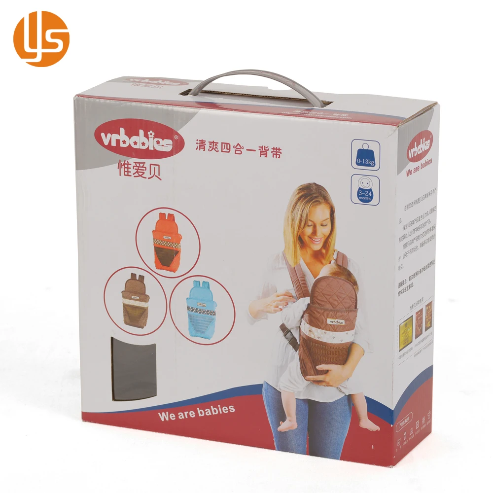 Custom logo Printed Cardboard Suitcase Box Corrugated Paper Baby Carrier Packaging Box with Handle
