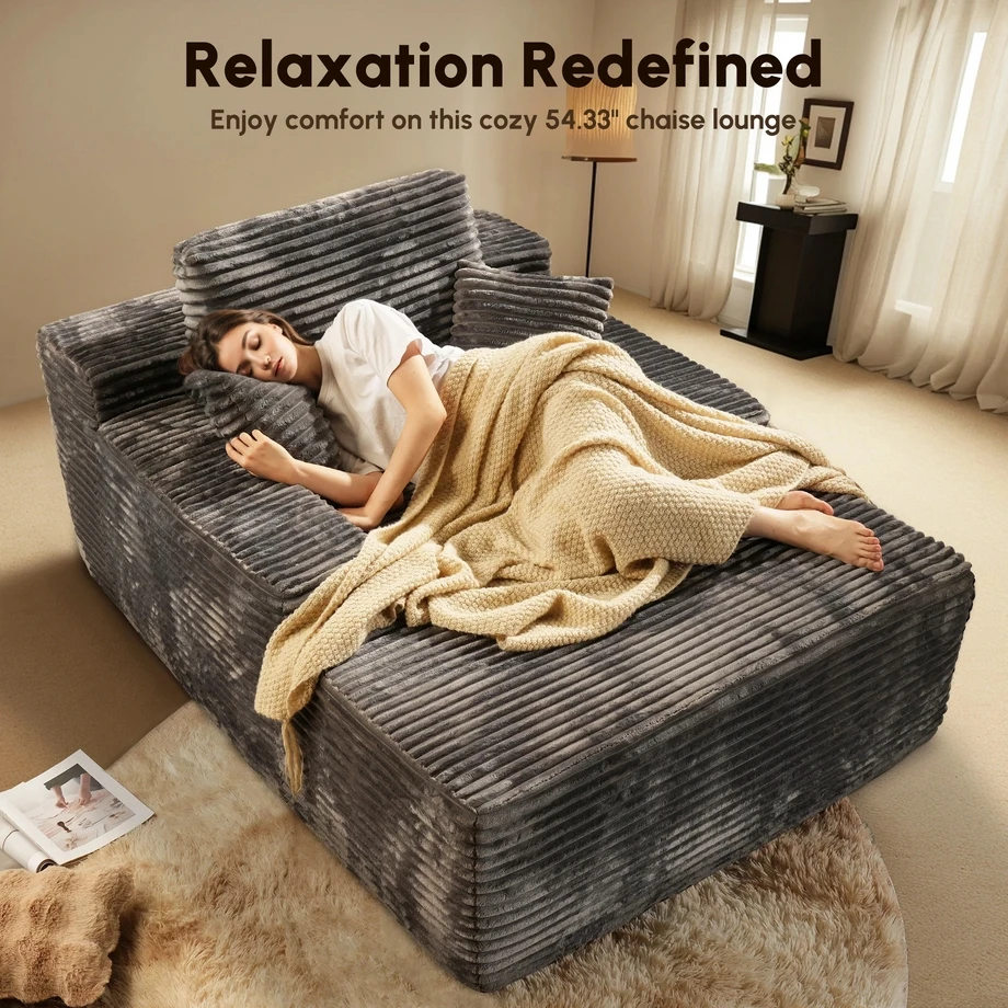 Luxurious Faux Fur Boneless Chaise Lounge Compressed Sofa Bed