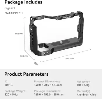 SmallRig A7C Aluminum Alloy Full Cage Camera for Sony A7C, Integrated Cold Shoe, With Quick Release Plate for Arca-Swiss and detail image