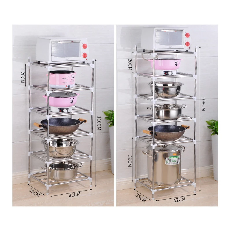 EE140 5 Tier Stainless Steel Stackable Kitchen Organizer Shelf Rack Microwave Oven Pot Pan Steamer Storage Holder Rack Shelves