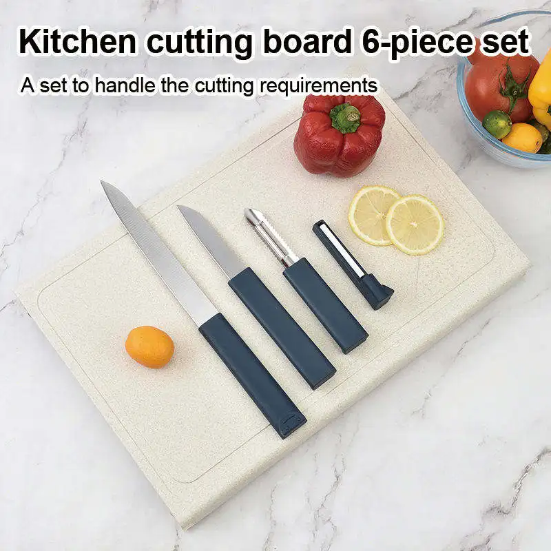 6 In1 Camping Chopping Board Knife Peeler Set Food Serving Tray Plastic