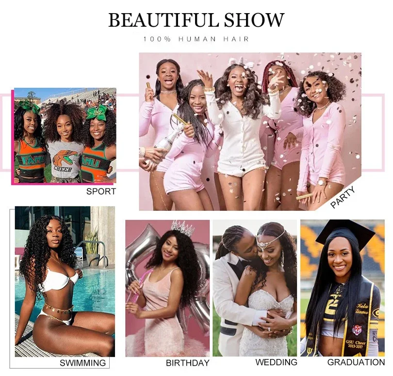 Bulk människohår för flätning Deep Wave Brazilian Virgin Remy 1/2/3 ST Ingen inslag Naturlig färg_voghion.com