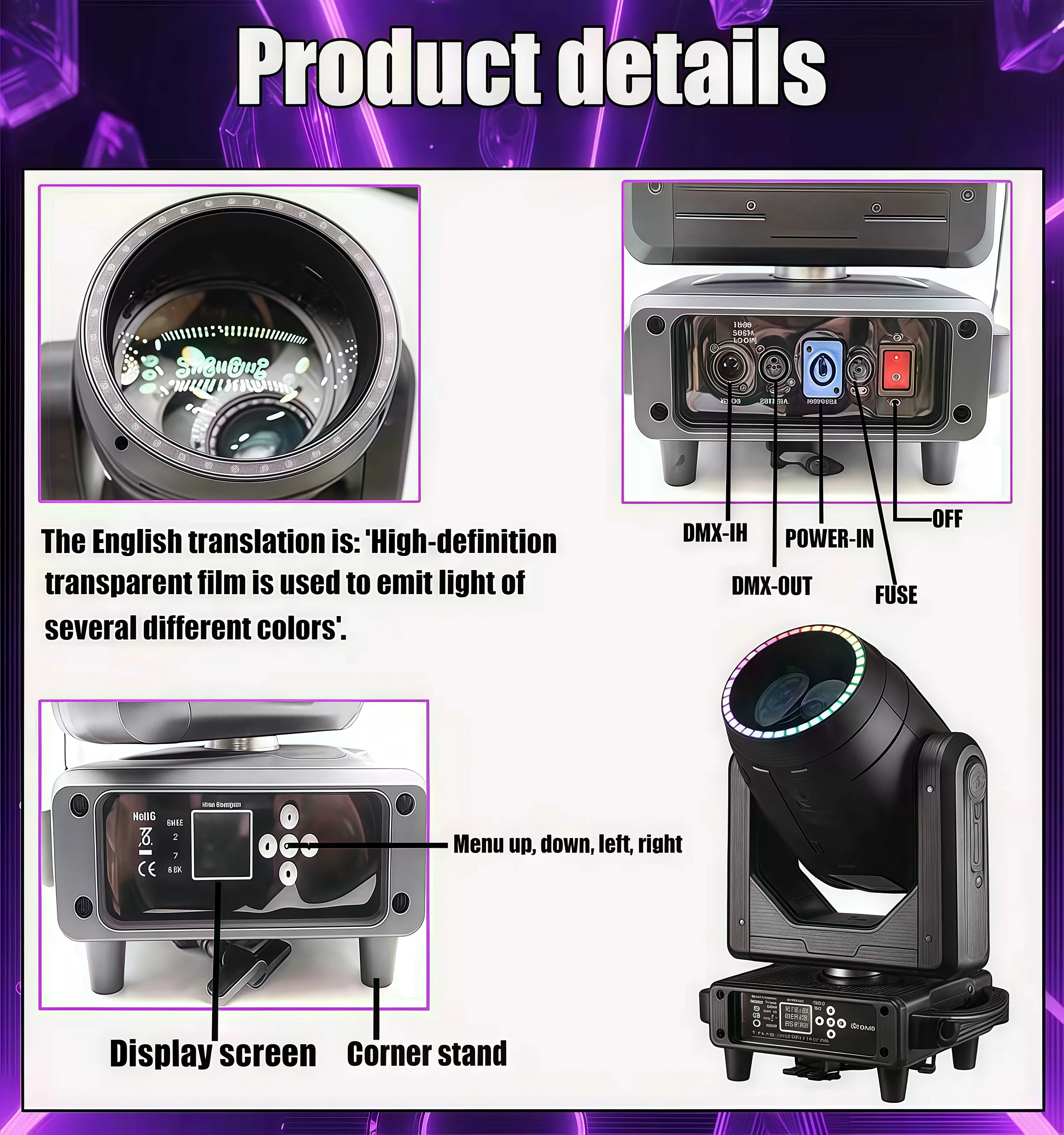 Mini 380W 3-Prism LED for Moving Head Beam Lights RGBW