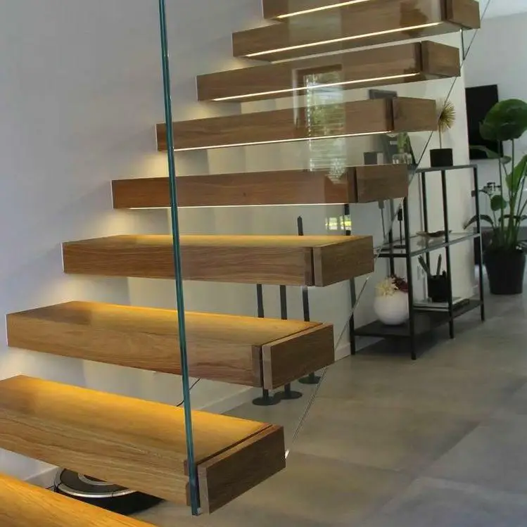 DB  Factory Price Wooden Staircase Floating Straight Stairs Customized Interior Stairs designs manufacture