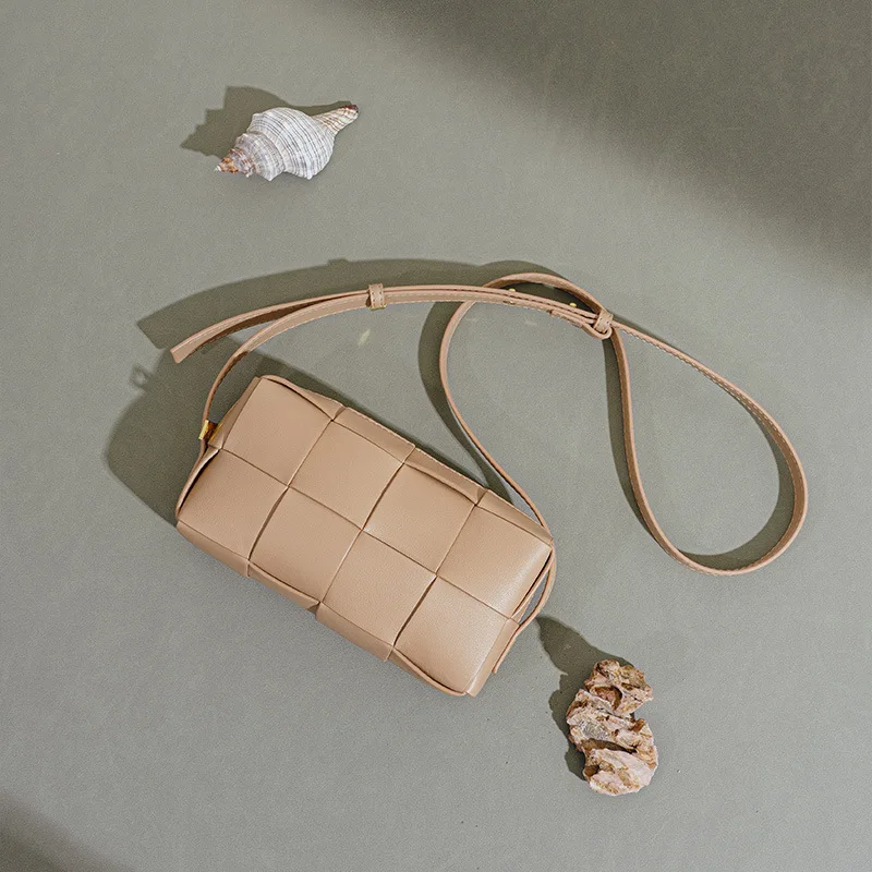 New Arrival Knit Weave Design High Quality Hot Sale Leather Single Shoulder Lady Bag Sling Bag Leather Crossbody Bag for Woman