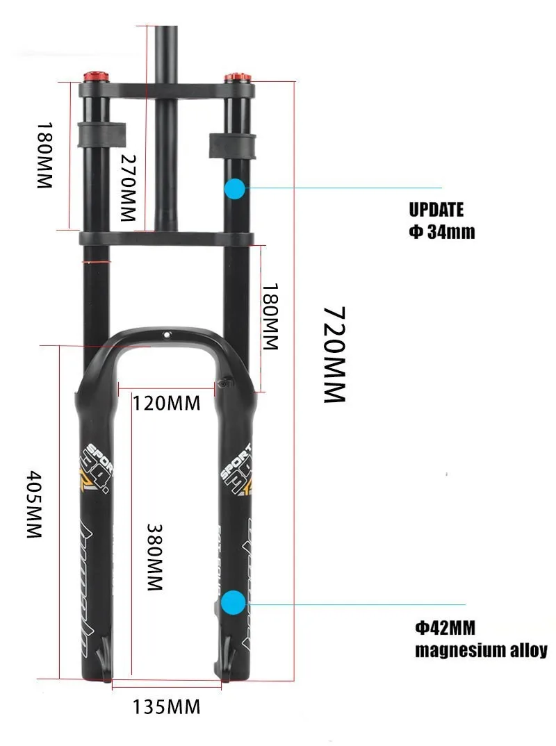 Himalo Fat Bike Fork 26''*4.0'' 135mm Bicycle Fork Double Shoulder Air