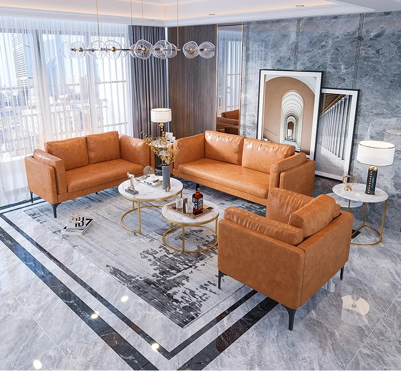 Nordic Light Luxury Living Room Sofa Combination Meeting Studio Modern Minimalist Industrial Style Leather Art Fabric Loft Sofa