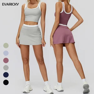 Evaricky Women's Breathable Tennis Wear Set 2pcs Women Yoga Sports Clothes Yoga Outfit for Fitness Training Athletic Yoga Wear