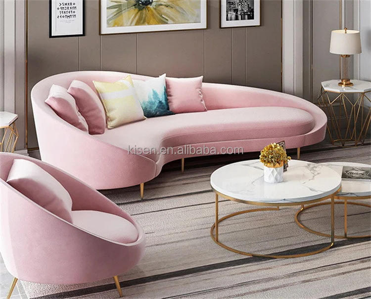 Kisen Luxury Modern Spa Salon Waiting Room Furniture Pink Nail Chair Waiting Office Sofa For