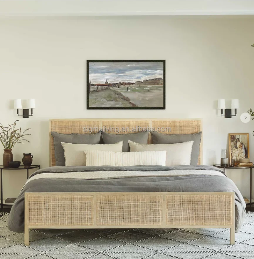 bed set bed bedroom furniture fabric panel platform bed