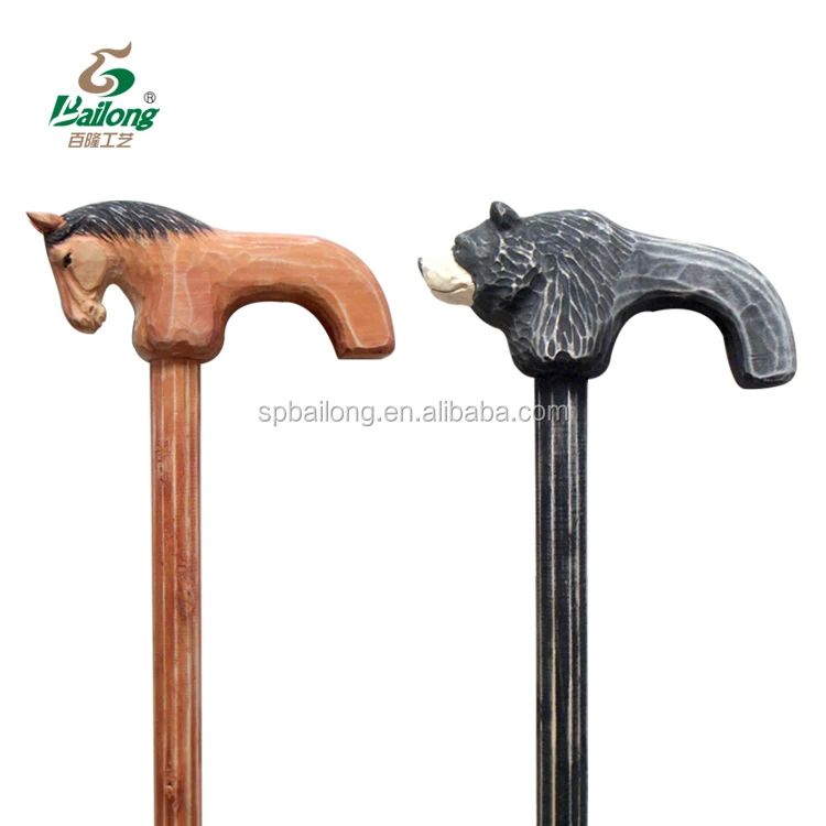 Bastone Da Passeggio In Legno Intagliato Con Testa Di Cavallo – Stile Vittoriano, 91 Cm