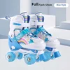 Zapatos individuales de doble hilera de ruedas de pu, azul cielo, totalmente brillantes