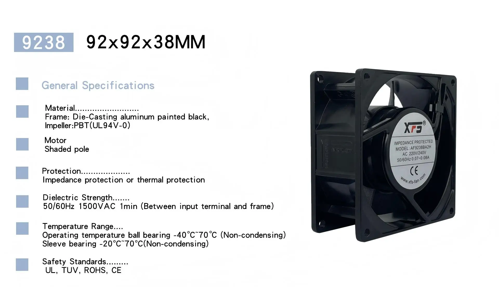 Axial Fan, 9238, IP65, Plastic, 110V-220V - detail 4