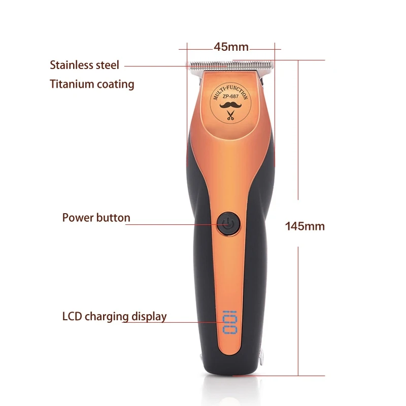LILIPRO 687 Rechargeable LCD Display Fast Charge USB Hair Trimmer for Hairline Zero Gap Trimmer Haircut Machine Professional