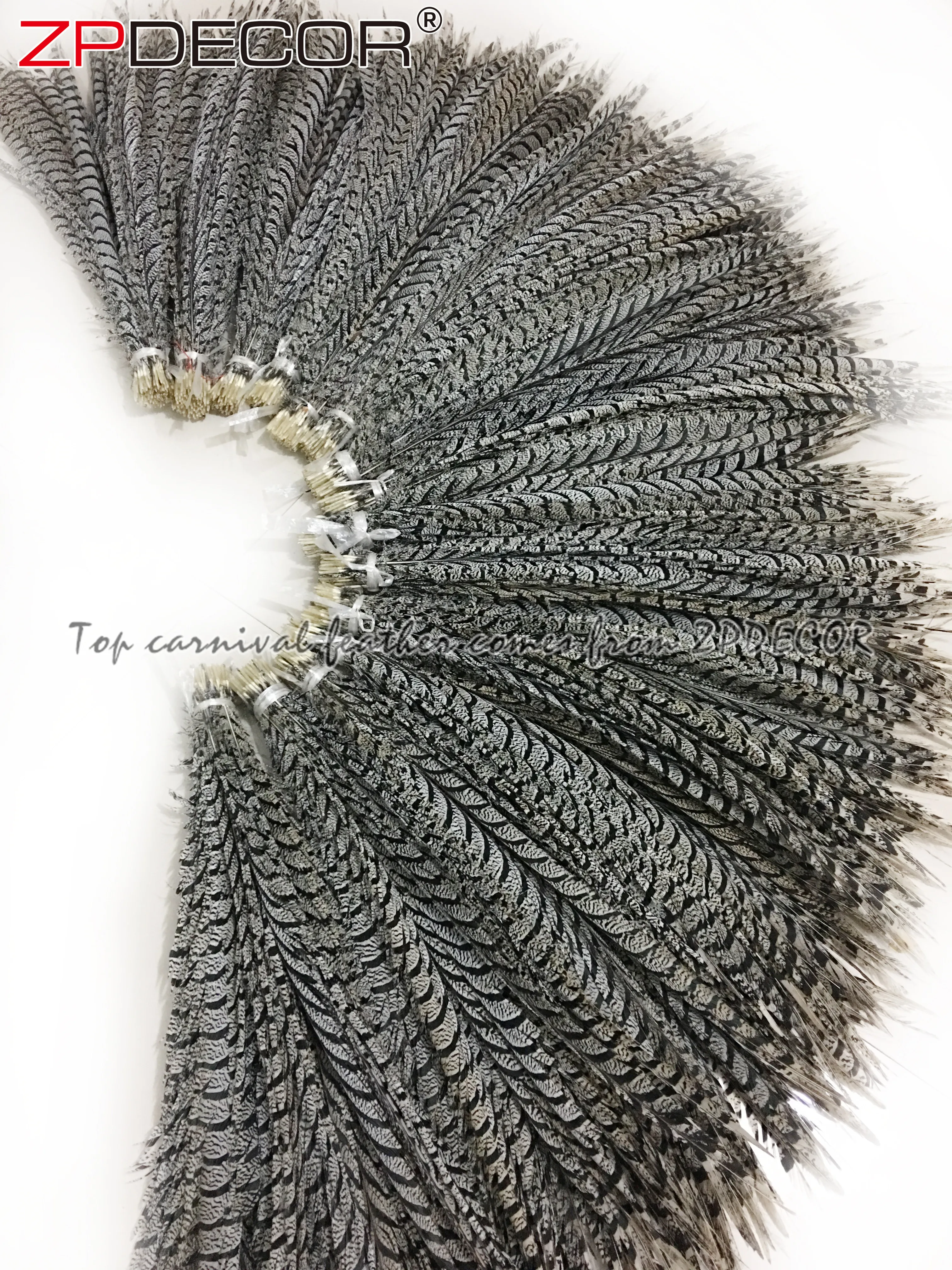 ZPDECOR Wholesale Long Size 90-100 cm Stock Natural Zebra Lady Amherst Pheasant Tail Feather for Brazilian Carnival Costume