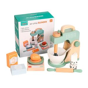 Wooden Kids Pretend Play Bread Maker Toy with Egg Beater and Mixer Realistic Kitchen Appliance for Role Playing Games