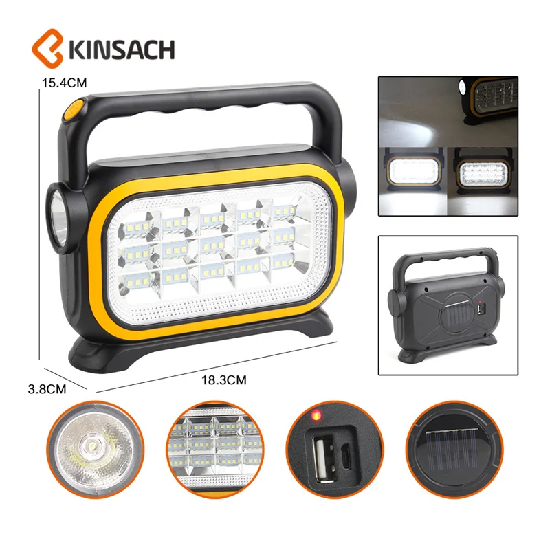 New Arrival Solar Multi Function Rechargeable Hand Lamp Portable Emergency Hiking Camping Light Outdoor LED Hand Lamp