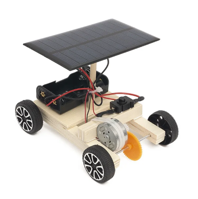 Solar Powered Electric Car DIY Learning Toys for 7-12 Years STEM School  Project Wooden Toys with Metal Material for Kids