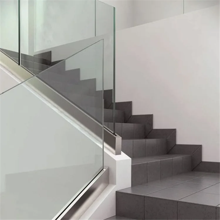 modern stair u channel tempered laminated glass railing floor mounted balcony glass railings factory